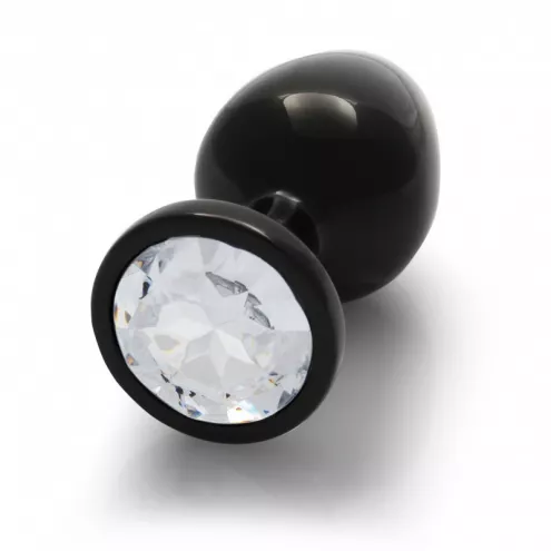 Металева анальна пробка Round Gem, розмір М колір: чорний/білий Ouch! (Нідерланди)