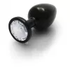 Металева анальна пробка Round Gem, розмір М колір: чорний/білий Ouch! (Нідерланди)