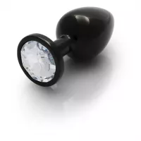 Металева анальна пробка Round Gem, розмір М колір: чорний/білий Ouch! (Нідерланди)