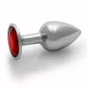 Металлическая анальная пробка Round Gem, размер S цвет: серебристый/красный Ouch! (Нидерланды)