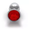 Металлическая анальная пробка Round Gem, размер S цвет: серебристый/красный Ouch! (Нидерланды)