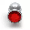Металлическая анальная пробка Round Gem, размер М цвет: серебристый/красный Ouch! (Нидерланды)