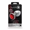 Металлическая анальная пробка Round Gem, размер М цвет: серебристый/красный Ouch! (Нидерланды)