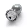Металева анальна пробка Round Gem, розмір S колір: сріблястий/білий Ouch! (Нідерланди)
