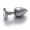 Металева анальна пробка Round Gem, розмір S колір: сріблястий/білий Ouch! (Нідерланди)