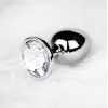 Металева анальна пробка Round Gem, розмір S колір: сріблястий/білий Ouch! (Нідерланди)