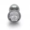 Металева анальна пробка Round Gem, розмір S колір: сріблястий/білий Ouch! (Нідерланди)
