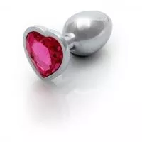 Металлическая анальная пробка Heart Gem, размер M цвет: серебристый/розовый Ouch! (Нидерланды)