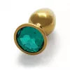 Металева анальна пробка Round Gem, розмір S колір: золотистий/смарагдовий Ouch! (Нідерланди)