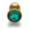 Металева анальна пробка Round Gem, розмір S колір: золотистий/смарагдовий Ouch! (Нідерланди)