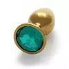 Металлическая анальная пробка Round Gem, размер М цвет: золотистый/изумрудный Ouch! (Нидерланды)