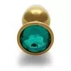 Металлическая анальная пробка Round Gem, размер М цвет: золотистый/изумрудный Ouch! (Нидерланды)