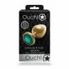 Металлическая анальная пробка Round Gem, размер М цвет: золотистый/изумрудный Ouch! (Нидерланды)