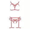 Комплект білизни Passion Exclusive MAGALI SET OpenBra S/M, red, стрепи, ліф, трусики та пояс