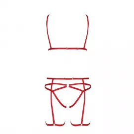Комплект белья Passion Exclusive MAGALI SET OpenBra S/M, red, стрэпы, лиф, трусики и пояс - 5