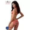 Комплект білизни Passion Exclusive MAGALI SET OpenBra XXL/XXXL, red, стрепи, ліф, трусики та пояс