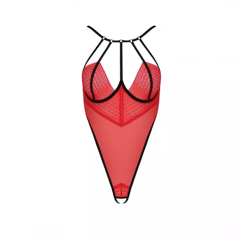Боди с высоким вырезом бедра Passion Exclusive AKITA BODY L/XL, red