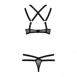 Комплект белья Passion Exclusive HAGAR SET L/XL, black, стрепы, трусики и лиф - 4