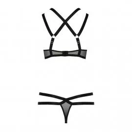 Комплект білизни Passion Exclusive HAGAR SET S/M, black, стрепи, трусики та ліф - 2