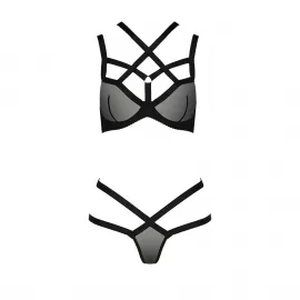 Комплект белья Passion Exclusive HAGAR SET XXL/XXXL, black, стрепы, трусики и лиф - 4