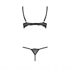 Комплект белья Passion Exclusive VALERY SET OpenBra XXL/XXXL, black, стрепы, трусики, открытый лиф - 4