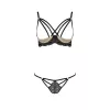 Комплект білизни Passion Exclusive VALERY SET OpenBra XXL/XXXL, black, стрепи, трусики, відкритий ліф