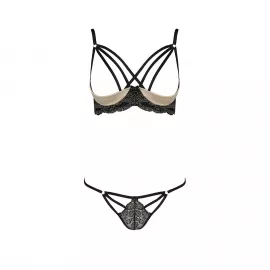 Комплект белья Passion Exclusive VALERY SET OpenBra XXL/XXXL, black, стрепы, трусики, открытый лиф - 5