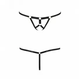 Трусики стринги из стреп Passion Exclusive ARMANDA THONG L/XL, black - 4