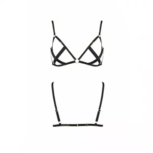 Відкритий бюстгальтер-стрепи Passion Exclusive NICKY BRA L/XL, black