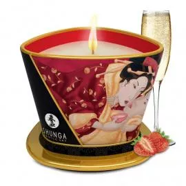 Массажная свеча Sparkling Strawberry Wine аромат: клубника и шампанское, 170 мл. SHUNGA (Канада) - 1