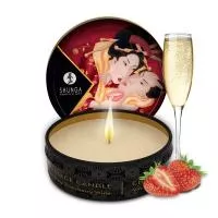 Массажная свеча Sparkling Strawberry Wine аромат: клубника и шампанское, 30 мл. SHUNGA (Канада)