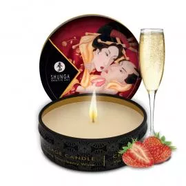 Массажная свеча Sparkling Strawberry Wine аромат: клубника и шампанское, 30 мл. SHUNGA (Канада) - 1