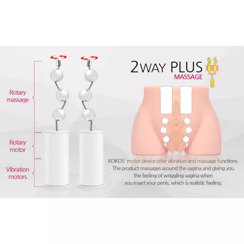 Мастурбатор-полуторс Kokos Cherry 2WayPlus з вібрацією та масажем, два входи: вагіна та попка