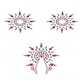 Пэстис из кристаллов Petits Joujoux Gloria set of 3 - Black/Red, украшение на грудь и вульву - 1