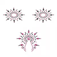 Пэстис из кристаллов Petits Joujoux Gloria set of 3 - Black/Pink, украшение на грудь и вульву