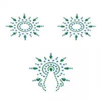 Пэстис из кристаллов Petits Joujoux Gloria set of 3 - Green/Blue, украшение на грудь и вульву