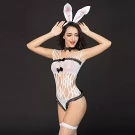 Еротичний костюм зайчика "Малятко Черрі" One Size White - 2