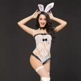 Еротичний костюм зайчика "Малятко Черрі" One Size White - 1