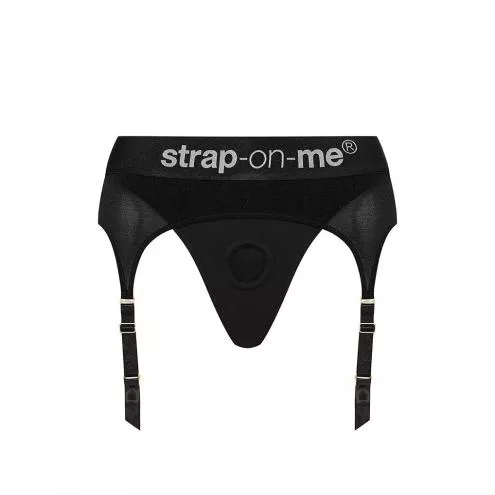 Труси для страпону з підв'язками для панчох Strap-On-Me REBEL HARNESS - L