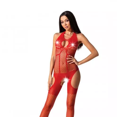 Бодистокинг с имитацией чулок Passion BS079 red