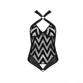 Сітчастий боді з халтером та ритмічним малюнком Hima Body black S/M - Passion - 4
