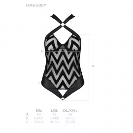 Сітчастий боді з халтером та ритмічним малюнком Hima Body black S/M - Passion - 3