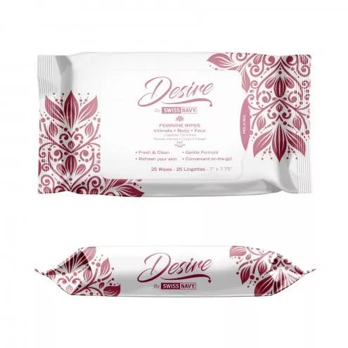 Жіночі серветки для тіла і обличчя, що очищають Desire by Swiss Navy Feminine Wipes 25 шт
