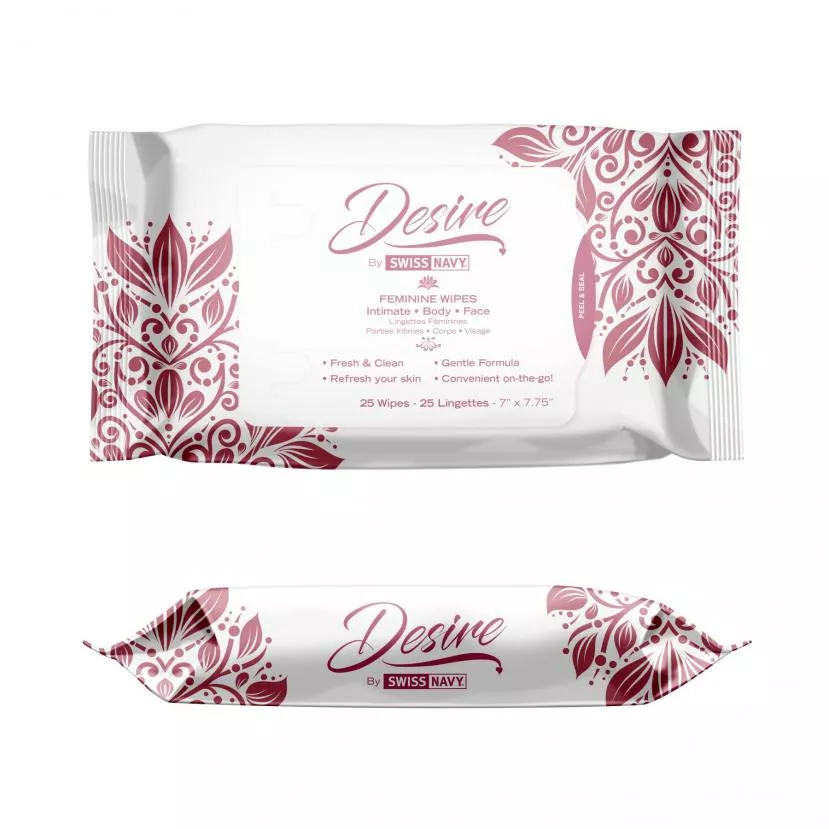 Жіночі серветки для тіла і обличчя, що очищають Desire by Swiss Navy Feminine Wipes 25 шт