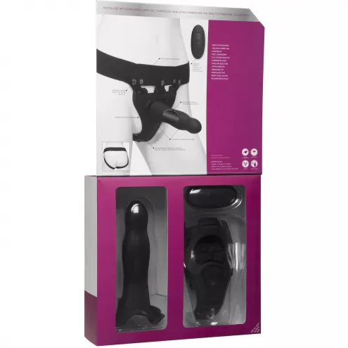 Страпон унісекс Doc Johnson Body Extensions – Be Aroused, вібрація, пульт керування, порожниста насадка