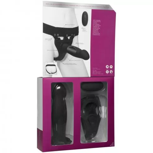 Страпон унісекс Doc Johnson Body Extensions – Be Risque, вібрація, пульт керування, порожниста насадка