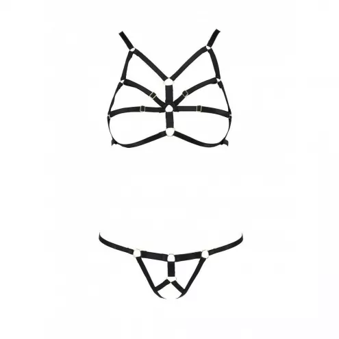 Комплект білизни зі стреп Passion Exclusive ARMANDA SET L/XL, black