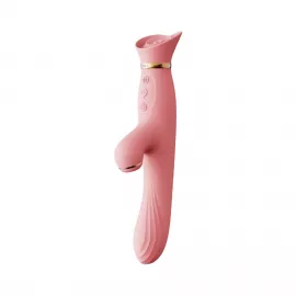 Вібратор з підігрівом та вакуумною стимуляцією клітора Zalo - ROSE Vibrator Strawberry Pink - 1