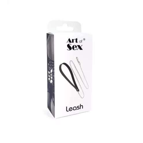 Поводок на цепочке из натуральной кожи Art of Sex - Leash