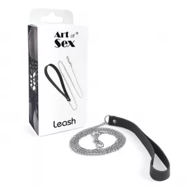 Повідець на ланцюжку з натуральної шкіри Art of Sex - Leash - 3